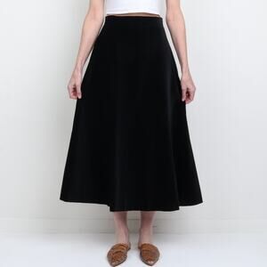 Vintage Black 100% Cotton Velvet Maxi Skirt 8